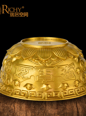 速发聚宝盆摆件纯铜聚店铜盆客厅财铺装饰品艺品开业礼工铜碗