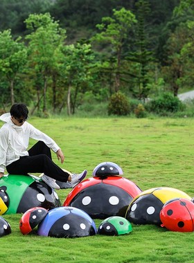 速发户外公园林景观甲摆七星瓢虫玻璃钢雕塑小区草坪儿幼园虫件