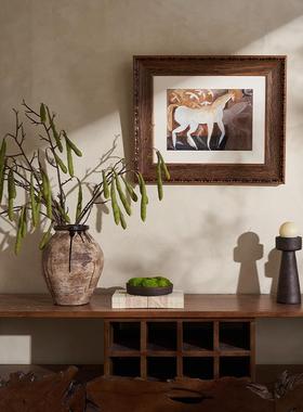 原木风摆件黑色复古烛台民宿度假村酒店软装搭配设计格调装饰花瓶