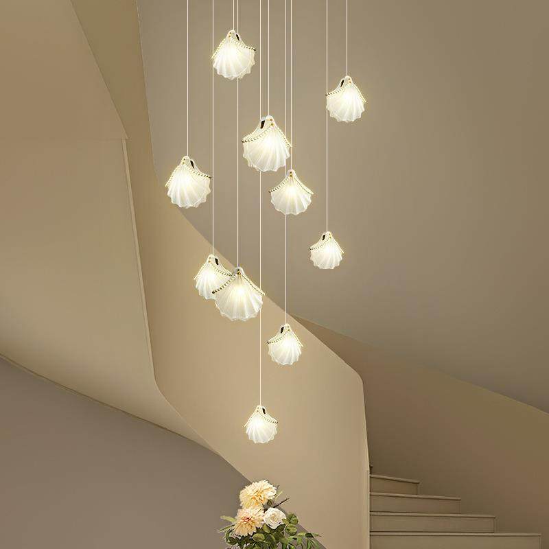 楼梯吊灯北欧奶油风简约网红轻奢贝壳别墅复式楼大气客厅长家居,淘宝优惠券,粉丝福利购,淘宝优惠卷