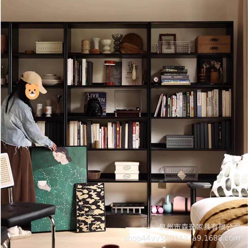 北欧黑色组合书柜白蜡木红橡木实木书架客厅书房整墙杂志收纳柜,淘宝优惠券,粉丝福利购,淘宝优惠卷