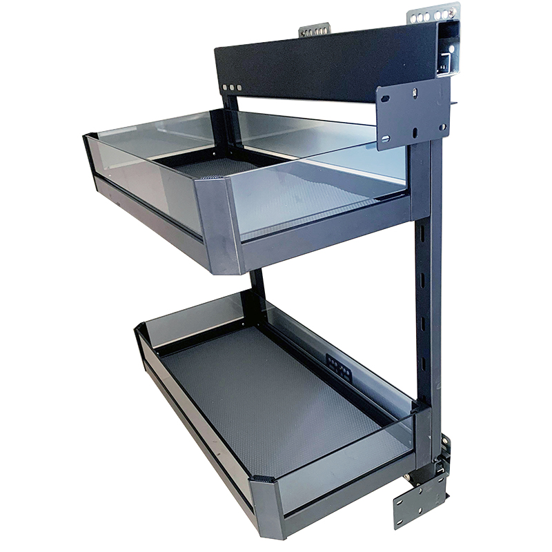 拉篮厨房橱柜200侧装调味篮抽屉式250窄柜调料双层铝合金置物架 - 图3