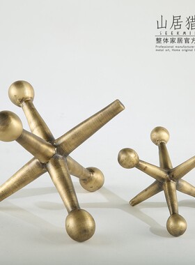 极速北欧复古样板间书房书柜桌面装饰铜工艺品分子模型十字架金属