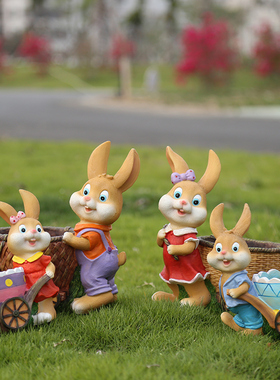 户外花园庭院别墅园艺卡通动物大号树脂兔子创意花盆雕塑装饰摆件