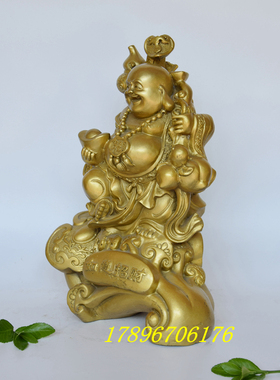 极速铜弥勒佛大号纯铜笑口常开如意招财弥勒佛铜像大肚佛像布袋和