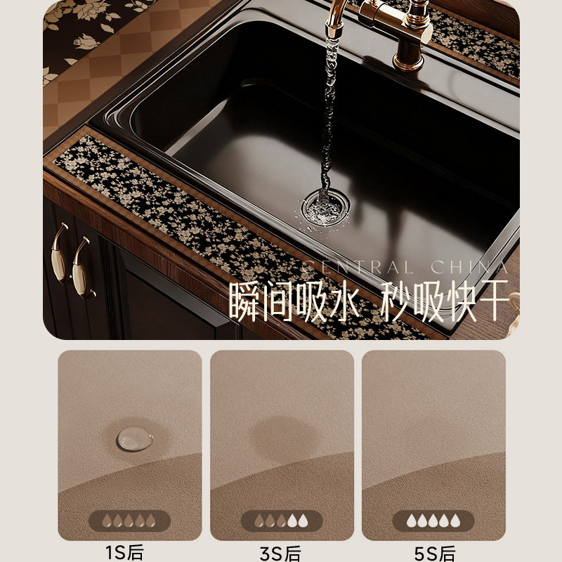 中古风水龙头洗手台水池吸水垫水槽边缘沥水垫厨房洗漱台面挡水条,淘宝优惠券,粉丝福利购,淘宝优惠卷