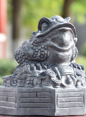 好货石雕青石金蟾石头三足蟾蜍摆件家用庭院玄关天然石材雕刻三脚