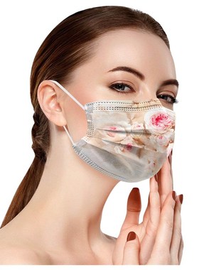 极速10/50pc Beautiful Flower Prints Masque Jetables For Adul