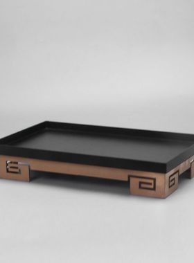 新中式北欧现代轻奢铁艺创意托盘摆件长方形果盘茶托样板间装饰品