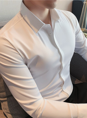 极速High Elasticity Seamless Men's Shirt Long Sleeve Sli