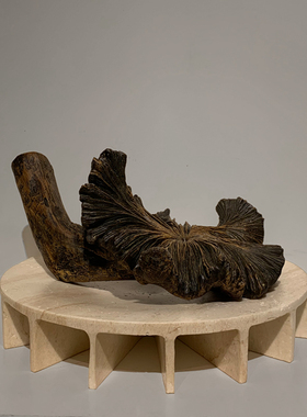 洛克仿大理石洞石底座茶几托盘果盘轻奢侘寂风民宿酒店样板房摆件