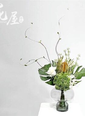 好货轻奢不锈钢精品仿真花 酒店别墅玄关饰品吧台工艺品绢花成品