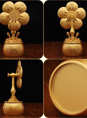 沙金有钱花元宝聚宝盆五福临门财源进风车转转招财摆件金属工艺品