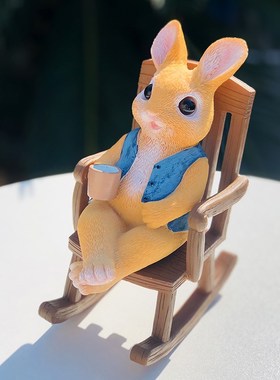 速发摇椅小兔子面件可爱解压系礼物创意花园台庭院桌摆装饰