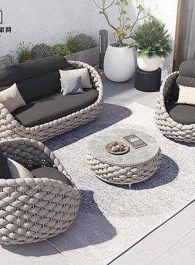 室外露天户外休闲藤编沙发庭院藤椅组合别墅室外阳台防水防晒家具