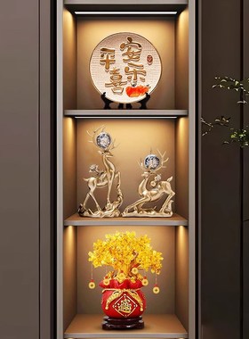 水晶球招财鹿摆件一对轻奢玄关客厅电视柜酒柜装饰品2024新款