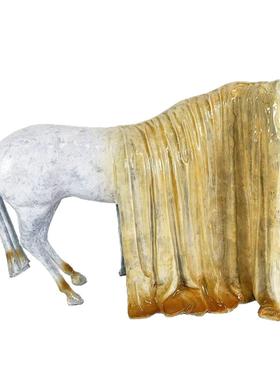 现代长须骏马雕塑摆件样板房售楼处客厅软装饰品创意桌面摆设