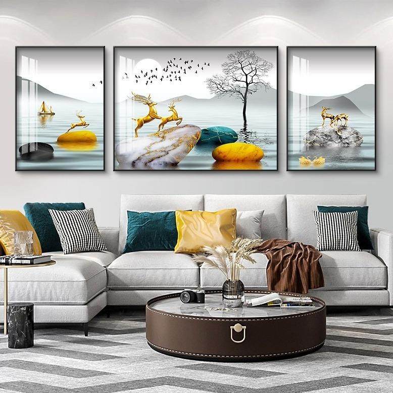 客厅装饰画高级感轻奢三联画现代简约大气墙画新款沙发背景墙挂画,淘宝优惠券,粉丝福利购,淘宝优惠卷