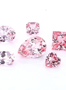 厂培育粉色樱花粉蓝克宝石裸石梨形彩宝123拉蓝宝销家直彩宝粉钻