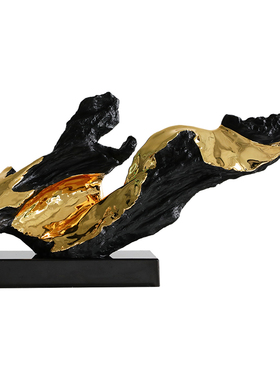 新中式招财桌面雕塑摆件酒店大堂前台样板房玄关创意抽象软装饰品