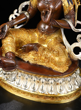 绿度母佛像铜密宗古色鎏金鎏银居家供奉10寸家用菩萨观音佛像摆件