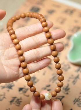 极速印尼老檀香手链手串虎年本命年生肖转运8mm 念珠夜光石双圈男