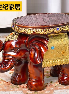极速欧式门口大象凳子换鞋凳客厅家居饰品仿实木红木树脂大象中式