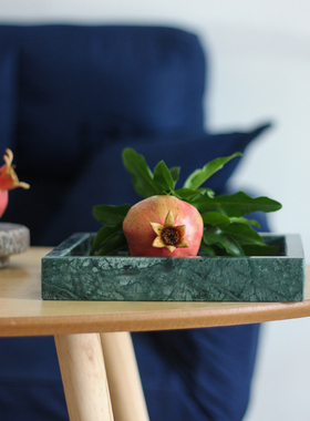 绿色大理石托盘床头卫生间用具用品置物 饰品陈列化妆品拍摄道具