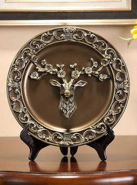 美式轻奢客厅玄关柜酒柜电视柜摆设高档招财鹿欧式家居装饰品摆件