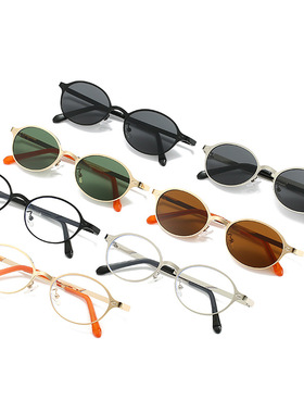 日本品质2025新款港式老钱风金属墨镜女高级感时尚街拍眼镜复古椭