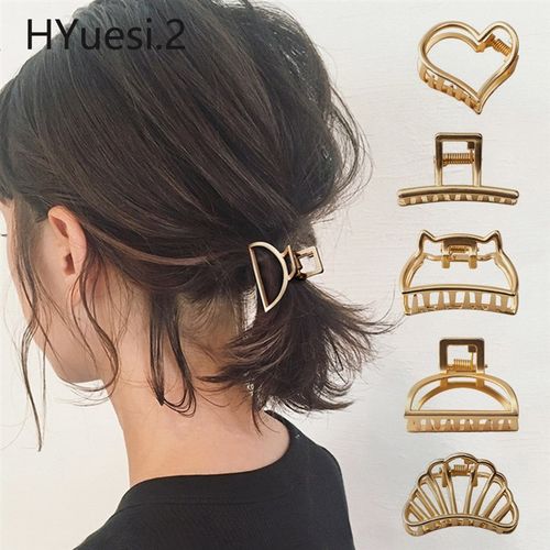 Fashion Hollow Heart Metal Hair Claw Clips Simple Non Slip - 图0