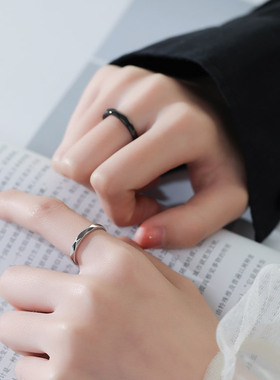 莫比乌斯环情侣戒指一对银对戒男女小众设计日式轻奢网红异地恋