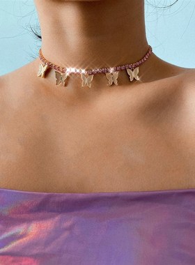 .Temperament super fairy collar diamond butterfly necklace