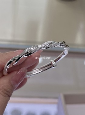 【大王小京】韩版莫比乌斯银手镯简约推拉足银手环百搭银镯子