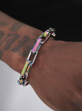 新款银色金属男女钛钢项链简约手链ins男潮