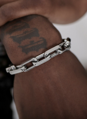 .新款银色金属男女钛钢项链简约手錬ins男潮