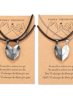 2Pcs Magnetic Couple Necklace Friendship Heart Pendant Wish