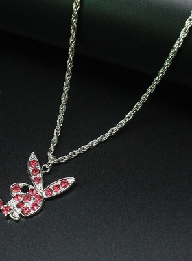 极速Fashion Cute Long Ear Bunny Pendant Necklaces Charm Neck