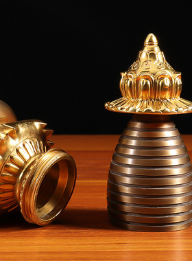 极速纯铜藏式舍利塔佛塔宝塔噶当塔7寸佛塔13寸噶当仿古供佛 家用