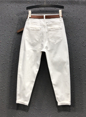 2022 Spring New Fashion Women High Waist Loose White Jeans A