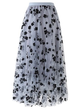 HI-FASHION High Waist Long Mesh Skirt Tulle Skirt Women Spri