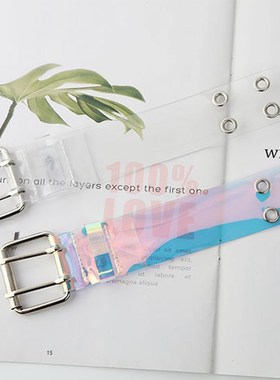 2021 Two Row PVC Clear Belt For Women Fashion Pin Buckle Fem