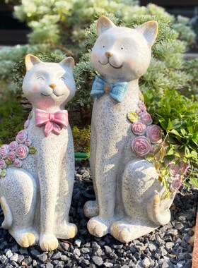 创意动物卡通猫咪装饰花盆摆件户外花园装饰幼儿园庭院布置造景