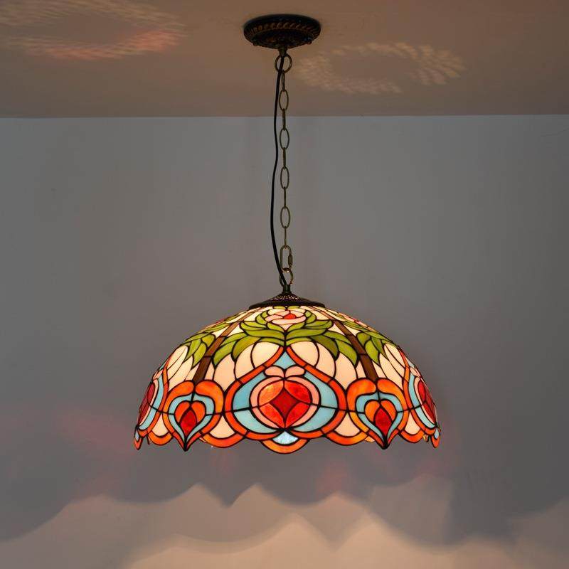 50CM美式田园红色喜庆桃子复古蒂凡尼彩色玻璃餐厅卧室吊灯,淘宝优惠券,粉丝福利购,淘宝优惠卷