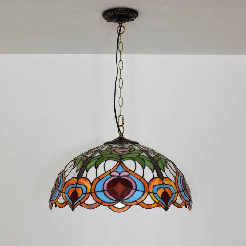 50CM美式田园红色喜庆桃子复古蒂凡尼彩色玻璃餐厅卧室吊灯,淘宝优惠券,粉丝福利购,淘宝优惠卷