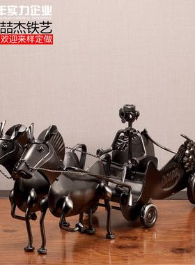 铁艺酒架装饰品创意红酒架酒柜装饰品摆件铁质酒架具有观赏价值