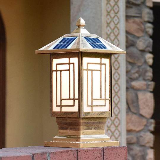 Новая налобная лампа на солнечной колонке, колонна для ограждения двора, сада, новая оконная решетка на солнечной вилле, солнечная лампа, водонепроницаемая на открытом воздухе