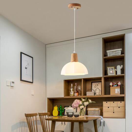 Nordic dining room chandelier solid wood creative personality dining Japanese style single head bed GLM head chandelier three head bar table hanging