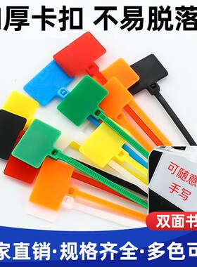 标记扎带理线标签塑料扎线带捆线带彩色标牌扎带尼龙扎带3*100