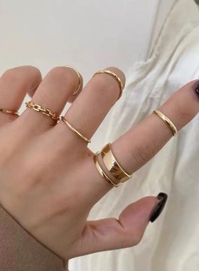 七件套新款潮多层简约个性日韩风欧美街头气质冷淡风百搭女生指环